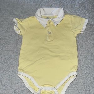 Kelsey Maclean 6-9 months 100% prima Cotton Yellow with white trim one Piece